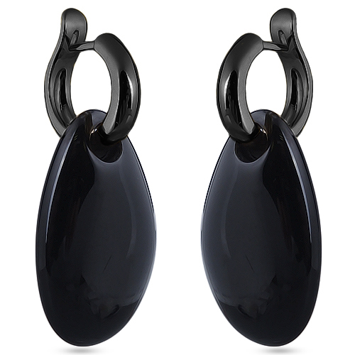 Серьги (смола черная; покрытие черный родий)