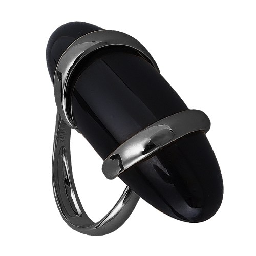 Кольцо (смола черная; покрытие черный родий)