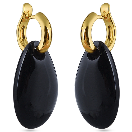 Серьги (смола черная; покрытие золото)