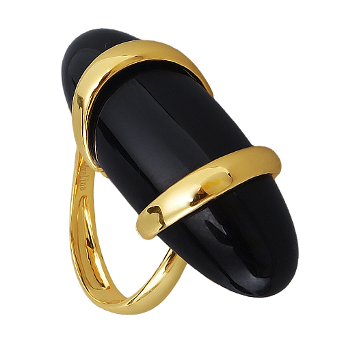 Кольцо (смола черная; покрытие золото)