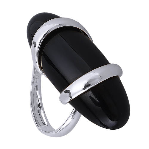 Кольцо (смола черная; покрытие родий)