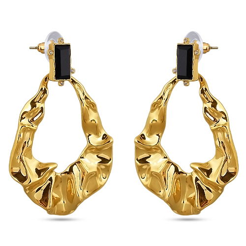 Серьги Дюна (кристаллы черные; покрытие золото)