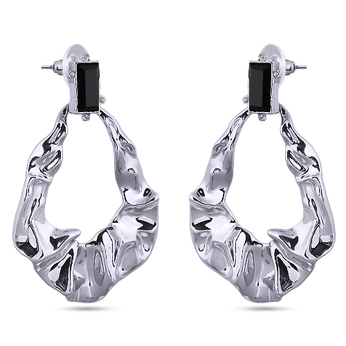 Серьги Дюна (кристаллы черные; покрытие родий)