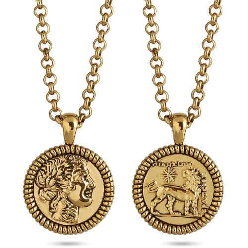 Кулон Афродита (монета 4см; покрытие золото с патиной) 90см