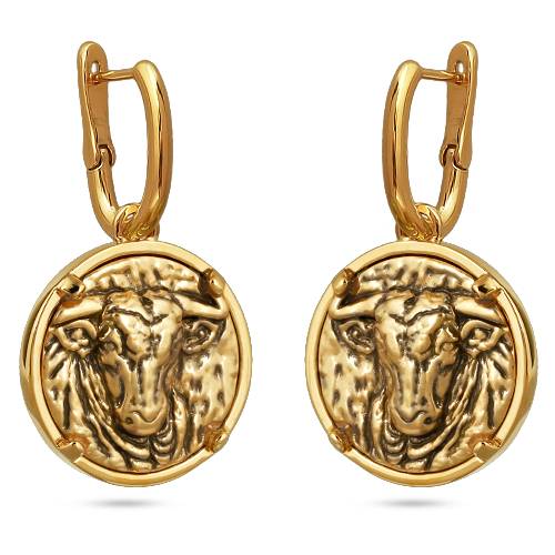Серьги Телец (покрытие золото, античное золото)
