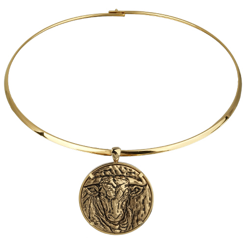 Колье Телец (покрытие античное золото, золото) 42см