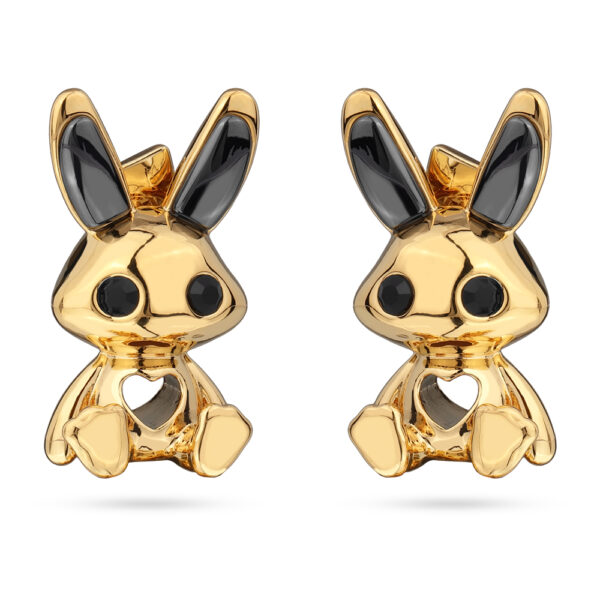 Серьги Зая (кристаллы SW черные, гематит; покрытие золото)