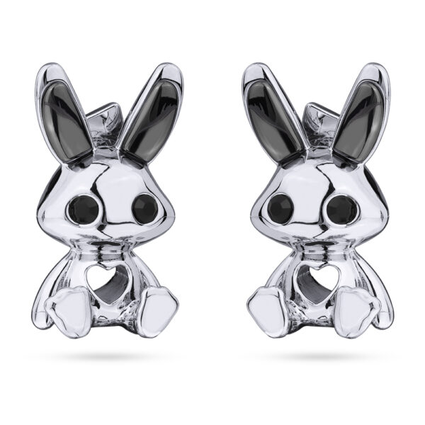 Серьги Зая (кристаллы SW черные, гематит; покрытие родий)