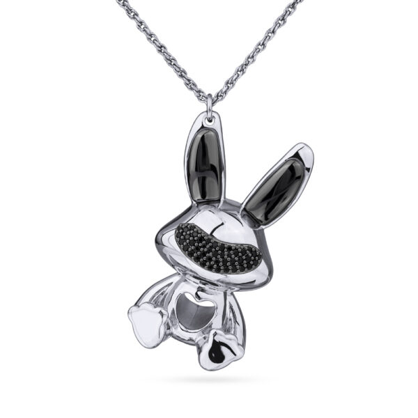 Кулон Зая (кристаллы SW черные, гематит; покрытие родий) 95см