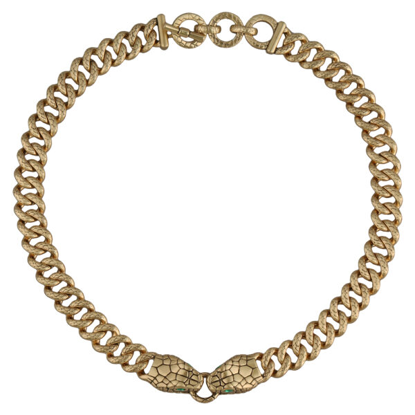 Колье Гипноз (кристаллы SW зеленые; покрытие античное золото) 42-47см