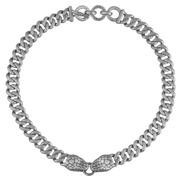 Колье Гипноз (кристаллы SW зеленые; покрытие античное серебро) 42-47см