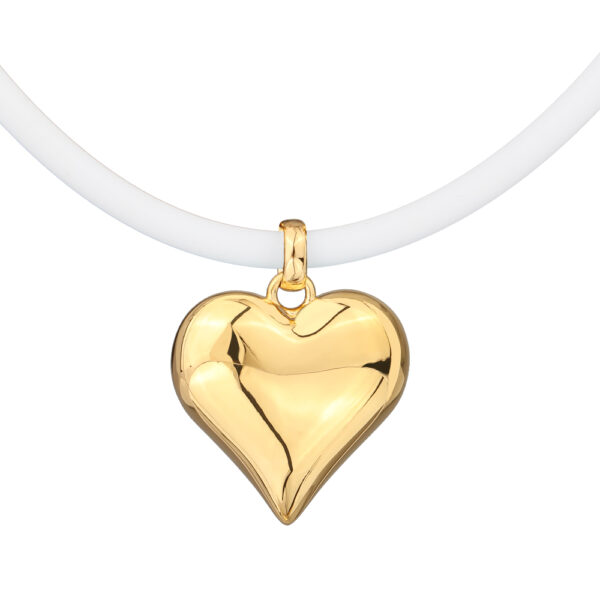 Колье-чокер Сердцебиение (2, 5см, каучук белый; покрытие золото) 43-48см