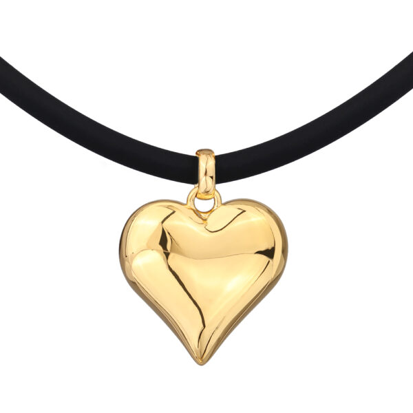 Колье-чокер Сердцебиение (2, 5см, каучук черный; покрытие золото) 43-48см