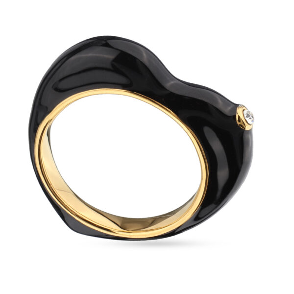 Кольцо Сердцебиение (эмаль черная; покрытие золото)