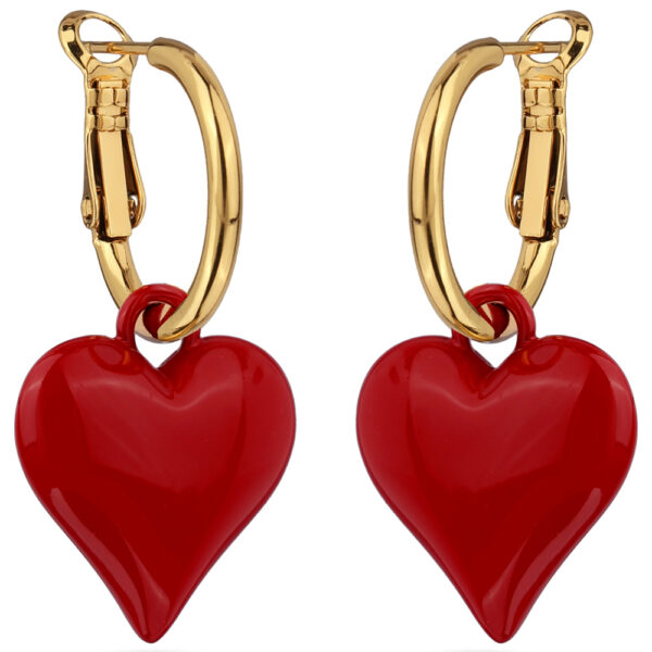 Серьги Сердцебиение (эмаль красная; покрытие золото 2.5см)