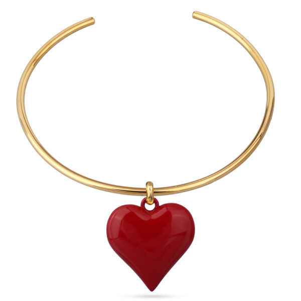 Колье-чокер Сердцебиение (эмаль красная; покрытие золото) 42см