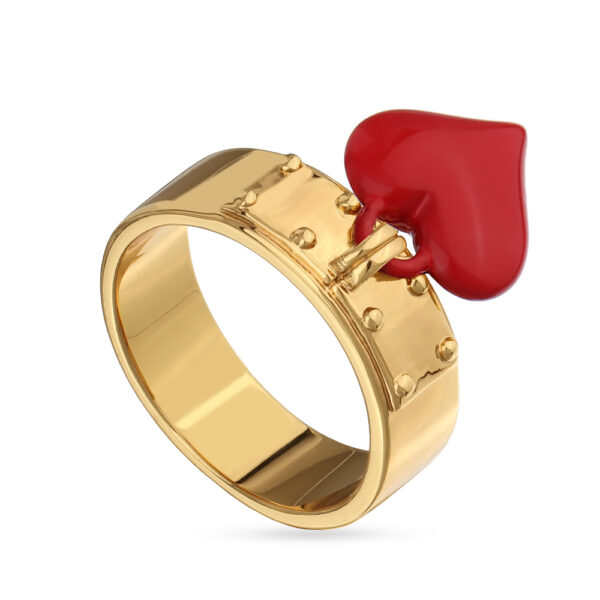 Кольцо Сердцебиение (эмаль красная; покрытие золото)