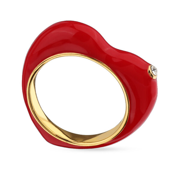 Кольцо Сердцебиение (эмаль красная; покрытие золото)