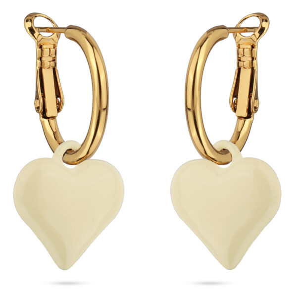 Серьги Сердцебиение (эмаль сливочное масло; покрытие золото 1.6см)