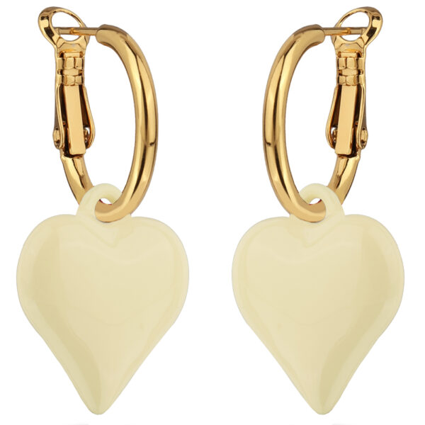Серьги Сердцебиение (эмаль сливочное масло; покрытие золото 2.5см)