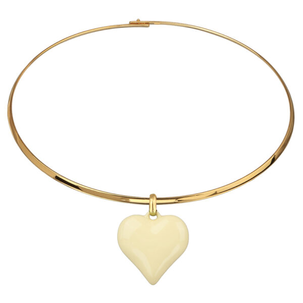 Колье-чокер Сердцебиение (2.5см, эмаль сливочное масло; покрытие золото) 42см