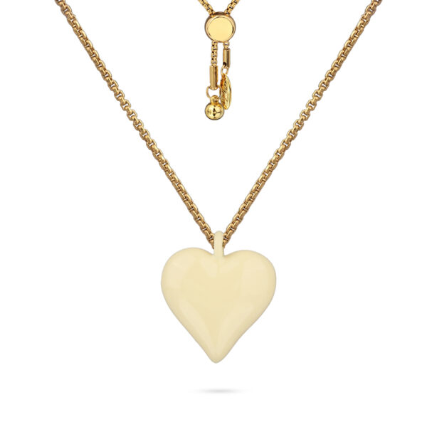 Кулон Сердцебиение (эмаль сливочное масло; покрытие золото) 82см