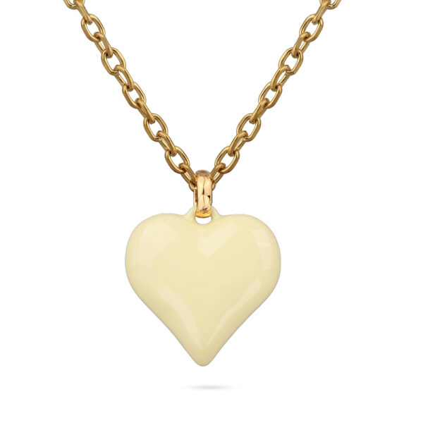Кулон Сердцебиение (эмаль сливочное масло; покрытие золото) 95см
