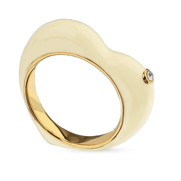 Кольцо Сердцебиение (эмаль сливочное масло; покрытие золото)