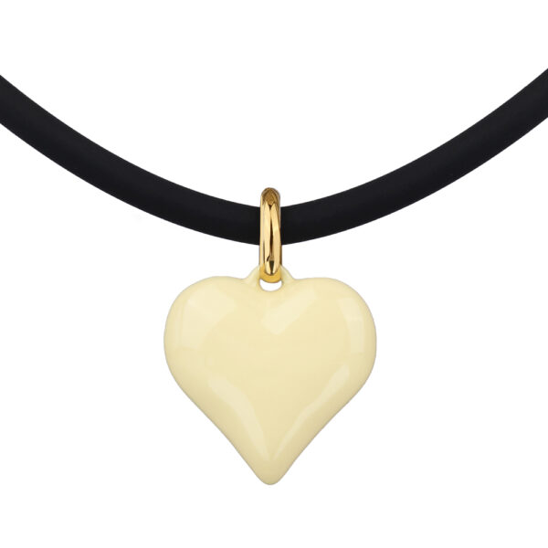 Колье-чокер Сердцебиение (эмаль сливочное масло, черный; покрытие золото)