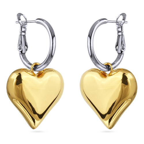 Серьги Сердцебиение (покрытие золото, родий 2, 3см)