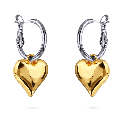 Серьги Сердцебиение (покрытие золото, родий 1, 6см)