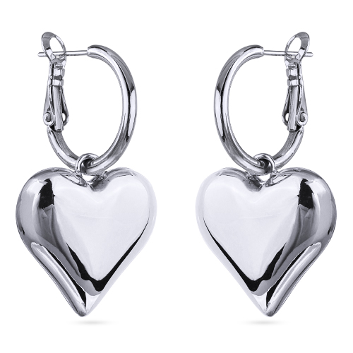 Серьги Сердцебиение (покрытие родий 2, 3см)