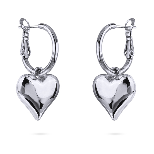 Серьги Сердцебиение (покрытие родий 1, 6см)