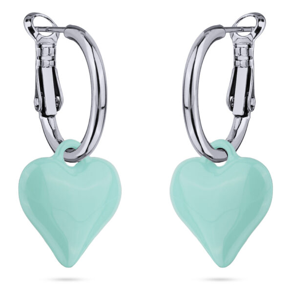 Серьги Сердцебиение (эмаль морская свежесть; покрытие родий 1.6см)