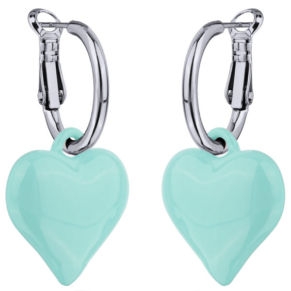 Серьги Сердцебиение (эмаль морская свежесть; покрытие родий 2.5см)