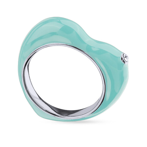 Кольцо Сердцебиение (эмаль морская свежесть; покрытие родий)