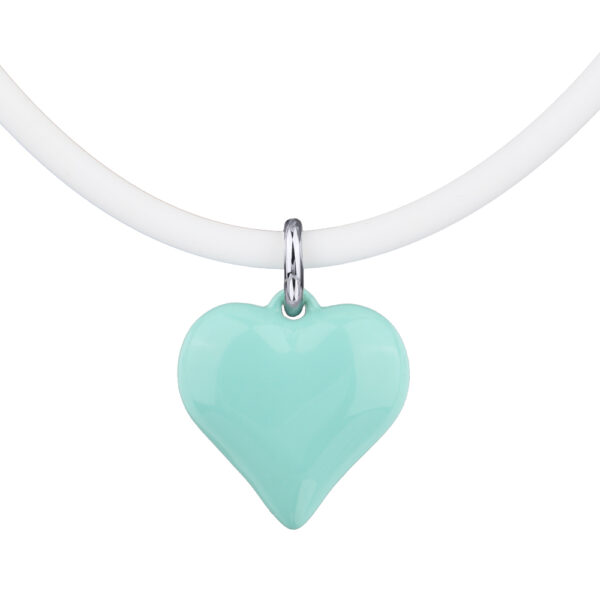 Колье-чокер Сердцебиение (эмаль морская свежесть, белый; покрытие родий)52см