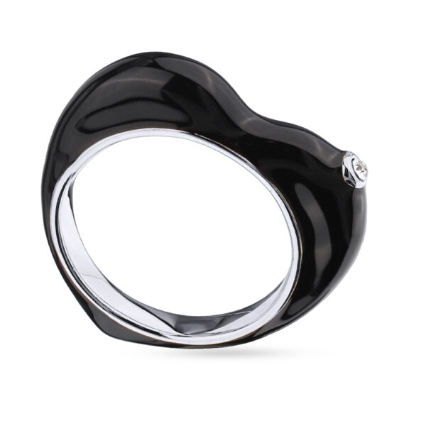 Кольцо Сердцебиение (эмаль черная; покрытие родий)