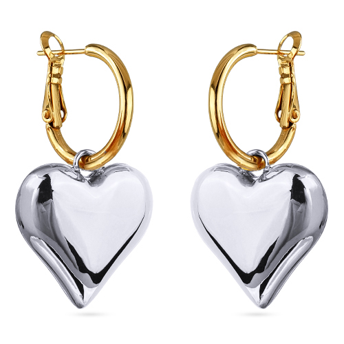 Серьги Сердцебиение (покрытие родий, золото 2, 3см)