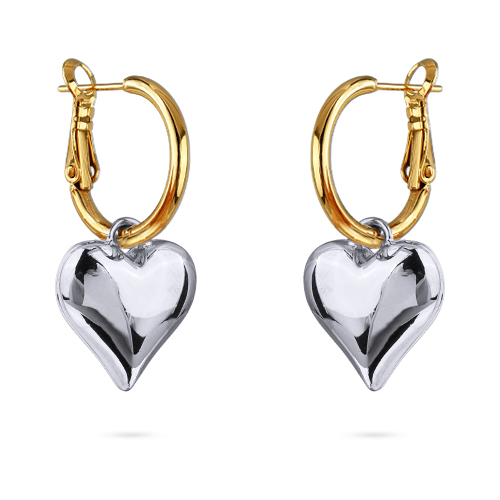 Серьги Сердцебиение (покрытие родий, золото 1, 6см)