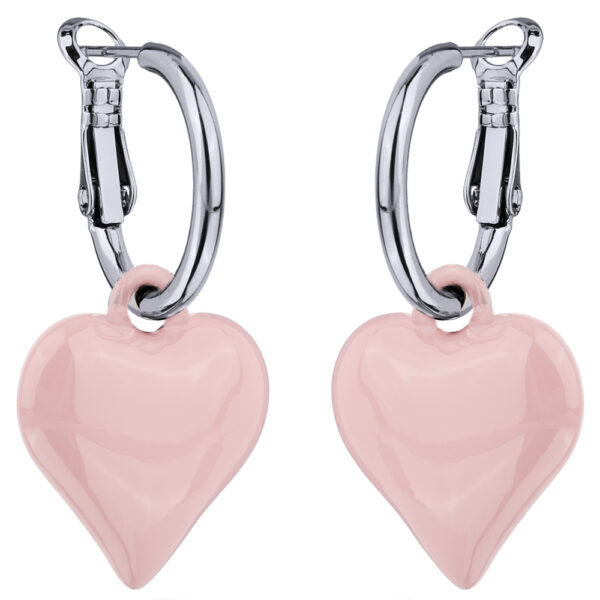 Серьги Сердцебиение (эмаль розовая; покрытие родий 2.5см)