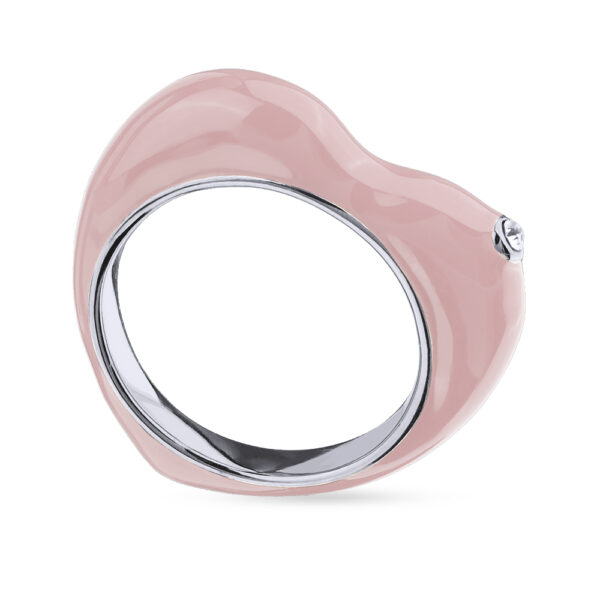 Кольцо Сердцебиение (эмаль розовая; покрытие родий)