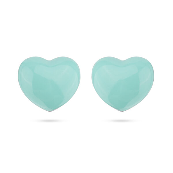 Серьги Сердцебиение (эмаль морская свежесть; покрытие родий)