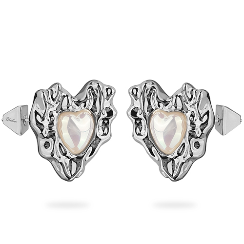 Серьги Страсть (смола белая; покрытие родий)