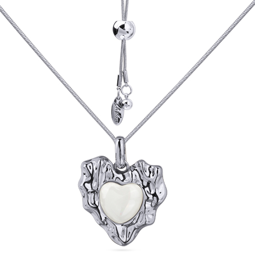 Кулон Страсть (смола белая; покрытие родий) 85см