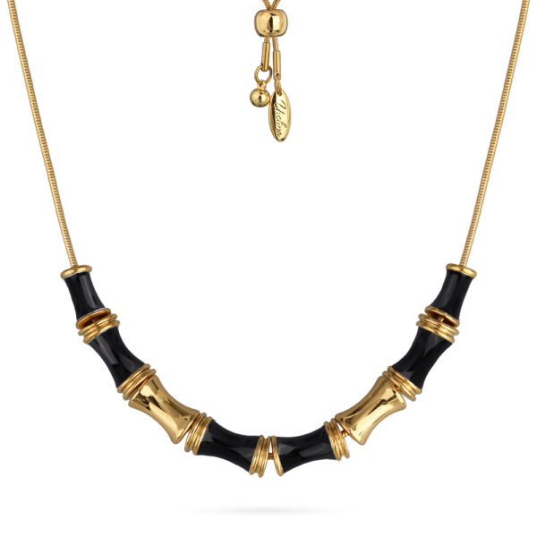 Колье Бамбук (эмаль черная; покрытие золото) 70см