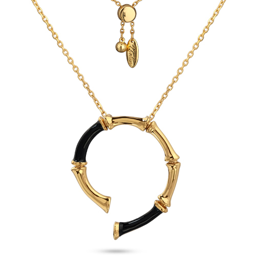 Кулон Бамбук (эмаль черная; покрытие золото) 70см