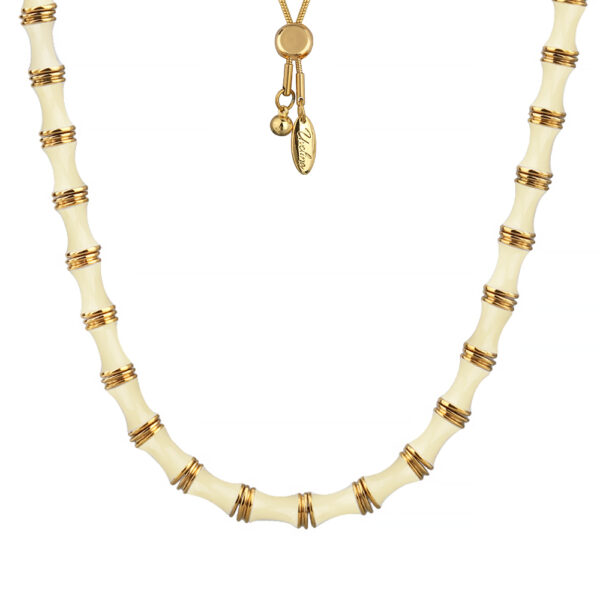 Колье Бамбук (эмаль сливочное масло; покрытие золото)70см