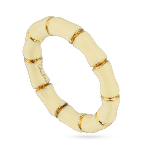 Кольцо Бамбук (эмаль сливочное масло; покрытие золото)