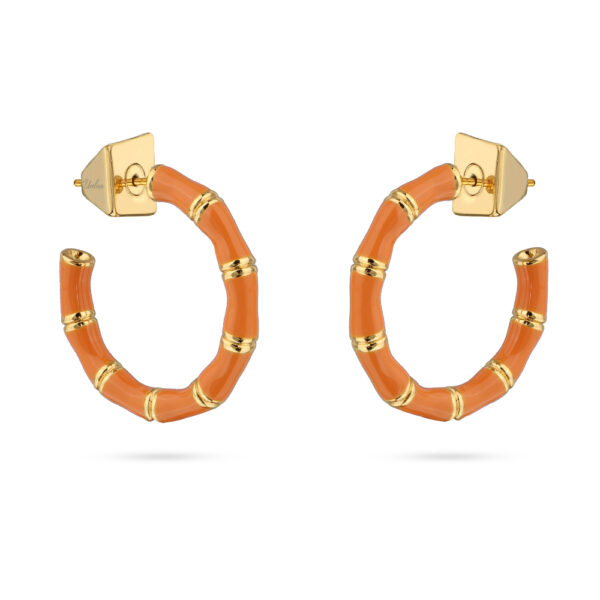 Серьги Бамбук (эмаль оранжевая, 2.5см; покрытие золото)